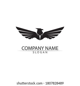 Falcon, eagle Logo and wings Template vector illustration design icon