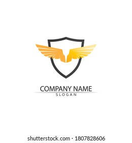 Falcon, eagle Logo and wings Template vector illustration design icon