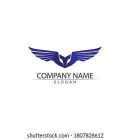 Falcon, eagle Logo and wings Template vector illustration design icon