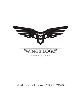 Falcon, eagle Logo and wings Template vector illustration design icon
