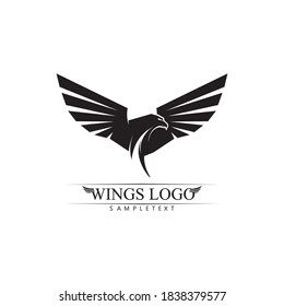 Falcon, eagle Logo and wings Template vector illustration design icon