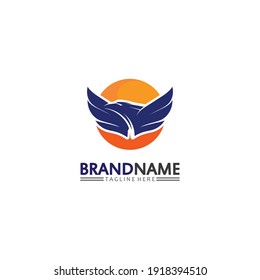 Falcon, eagle Logo and wings Template vector illustration design icon