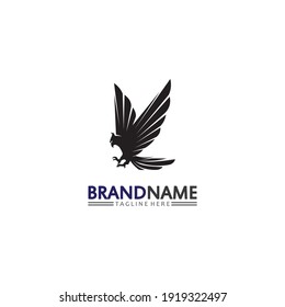 Falcon, eagle Logo and wings Template vector illustration design icon