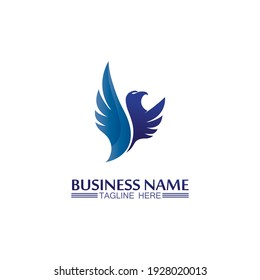 Falcon, eagle Logo and wings Template vector illustration design icon