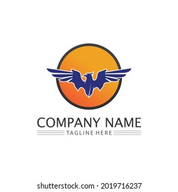 Falcon, eagle Logo and wings Template vector illustration design icon