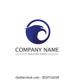 Falcon, eagle Logo and wings Template vector illustration design icon