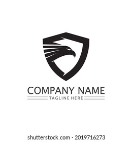 Falcon, eagle Logo and wings Template vector illustration design icon