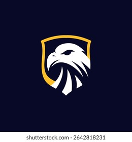 falcon, eagle segurança logotipo design template vetor. logotipo eagle escudo dourado.