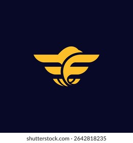 falcon, eagle security logo design template vector letter F, letter E