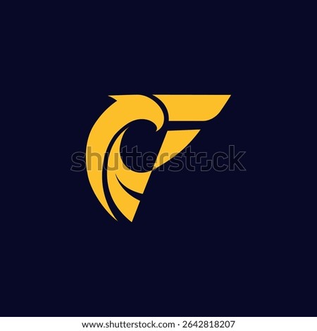 falcon, eagle security logo design template vector. letter F initial