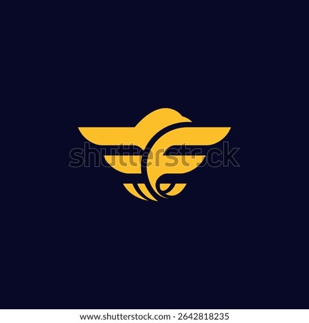falcon, eagle security logo design template vector letter F, letter E