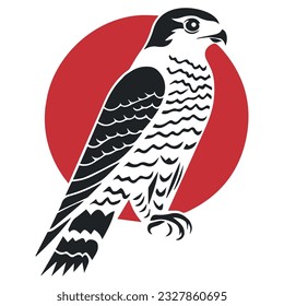 Falcon Eagle vector icon Japanese illustration style