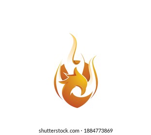 falcon and fire icon logo design template