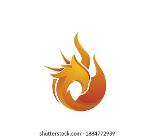 falcon and flame icon logo design template