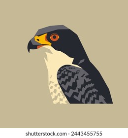 Falcon Flat Vector Art Wildlife, Bird, Predator, Nature, Icon.