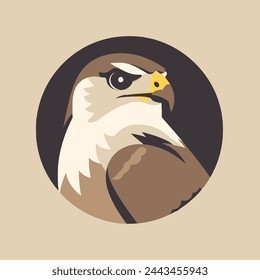 Falcon Flat Vector Art Wildlife, Bird, Predator, Nature, Icon.