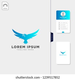 falcon flying bird logo template vector illustration, free business card design template