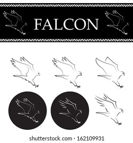 Falcon Flying Set - einzeln auf weißem Hintergrund - Vektorillustration Illustration, Grafikdesign für Ihr Design bestellbar 