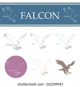 Falcon Flying Set - Isolated On White Background - Vector Illustration, Graphic Design Editable For Your Design 