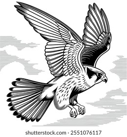 A falcon flying in sky coloring page