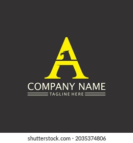Falcon and A font logo eagle Logo and wings Template vector illustration design icon