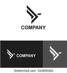 Falcon geometric logo set, black and white simple flat art vector abstract logo