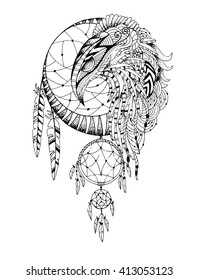 Falcon. Hand drawn doodle. Vector illustration