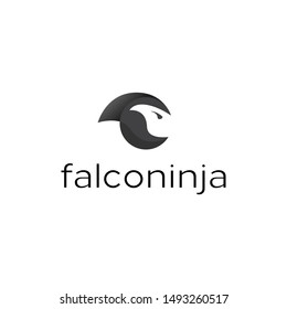 ,falcon, hawk, eagle, bird forming ninja mask or head or face idea logo design vector icon illustration inspiration