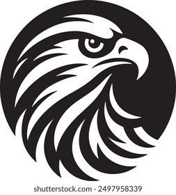 Falcon head black and white silhouette vector art illustration.eps