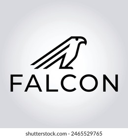 Falcon head logo design. Abstract bird of prey emblem, Modern falcon silhouette logo. Vector illustration template, Falcon silhouette badge. Premium vector illustration.