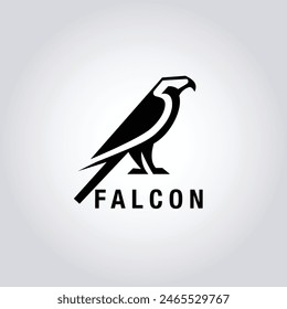 Falcon head logo design. Abstract bird of prey emblem, Modern falcon silhouette logo. Vector illustration template, Falcon silhouette badge. Premium vector illustration.