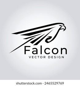 Falcon head logo design. Abstract bird of prey emblem, Modern falcon silhouette logo. Vector illustration template, Falcon silhouette badge. Premium vector illustration.