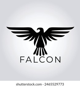 Falcon head logo design. Abstract bird of prey emblem, Modern falcon silhouette logo. Vector illustration template, Falcon silhouette badge. Premium vector illustration.