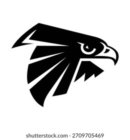 Falcon Head Logo Maskottchen Vektor, stilisierte schwarze Falcon Head Maskottchen