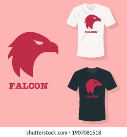 Falcon head side view with angry eyes T shirt clothing fashion design