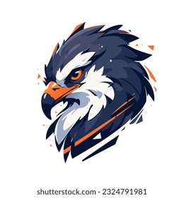 Falcon head vector art, isolated in white background, simple vector illustration. Design for, stickers, t shirts, game mascot sport logo. Character for sport and gaming logo concept. White background.
