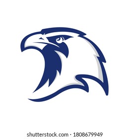 falcon head vector logo illustration perfect good for mascot delivery or logistic logo industry flat color style with blue and grey.