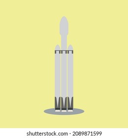 Falcon Heavy Cartoon Flat Vector Illustration