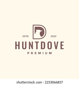 falcon hunt dove letter d initial logo design vector icon illustration template