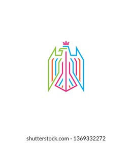 Falcon King Line Art Rainbow