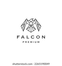 Falcon line art logo design template flat vector 