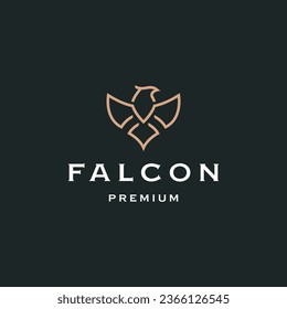 Falcon with line art style logo design template flat vector