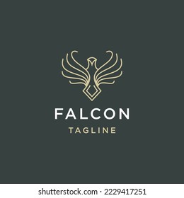 Falcon line logo icon design template flat vector