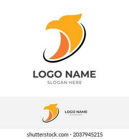 falcon logo design with flat black and orange color style