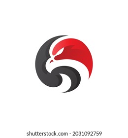 Logotipo del Halcón, cabeza de pájaro águila e icono del vector del círculo