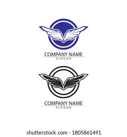 Falcon Logo eagle and wings Template vector illustration design