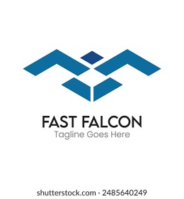 Falcon logo for fast movement business sports games and branding