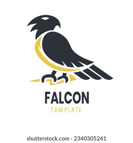 Falcon logo - flat animal vector mascot logo
