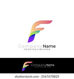 Falcon logo and letter F design vector, 3d colorful design