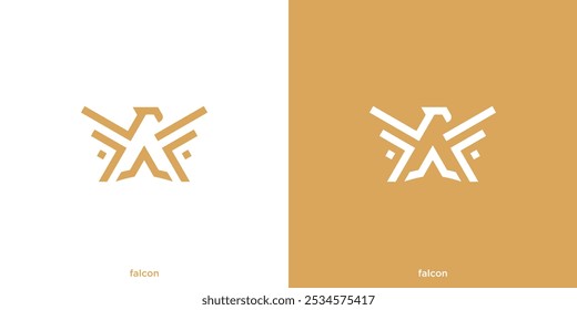 Falcon Logo. Letter F Initials as Wings with Lineart Outline Style. Eagle Hawk Bird Logo, Icon, Symbol, Vector, Design Inspiration.